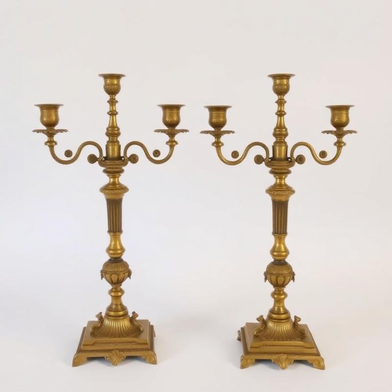 Pair of English Regency Style Bronze Dore Heron Candelabras