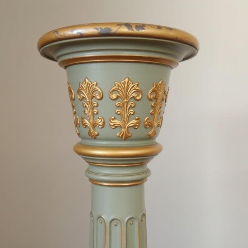 English Regency Decorative Painted and Gilt Newel Post Cap