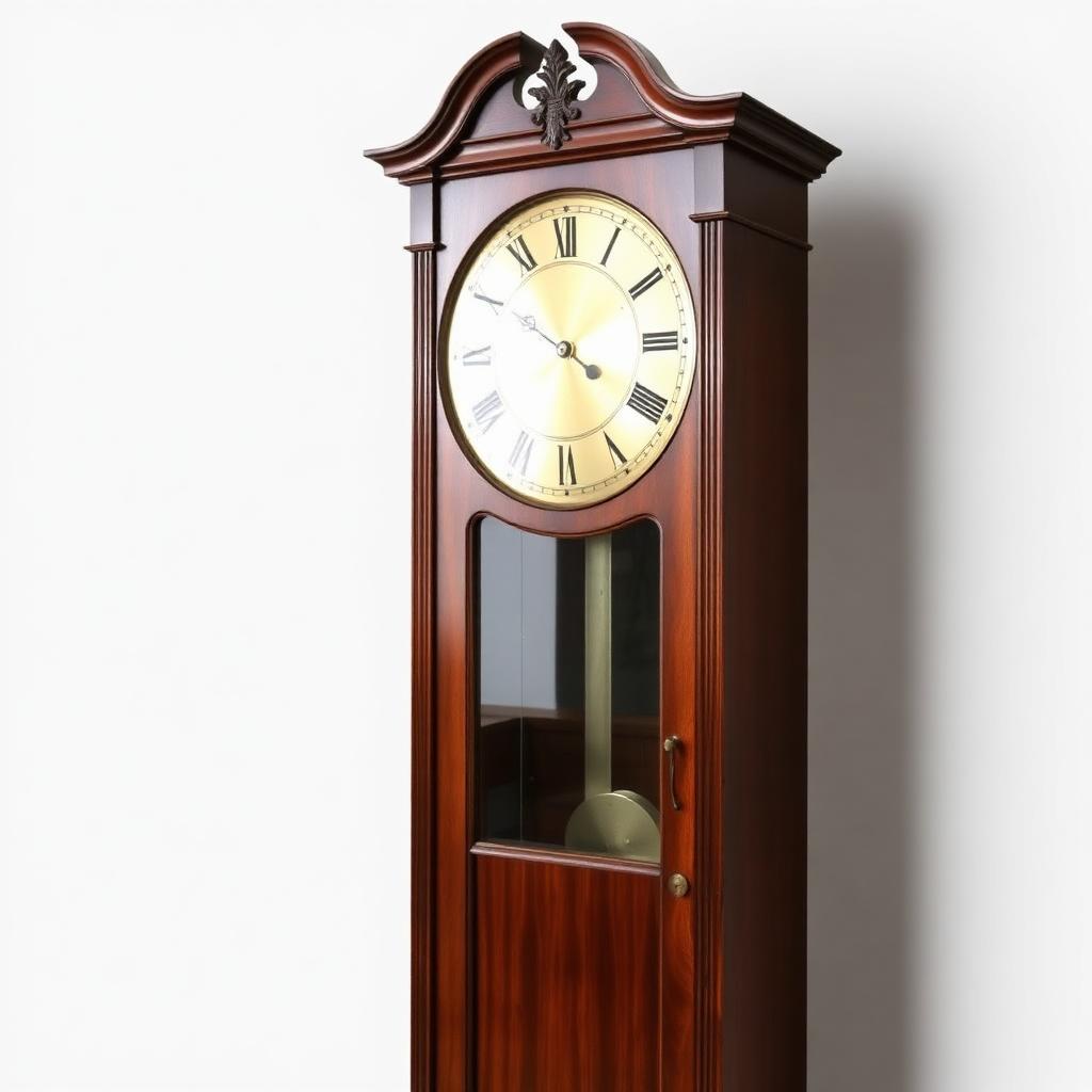English Regency Mahogany Longcase Grandfather Clock — Regency-era antiques from the Elysian Antiques & Collectibles collection. Eight-day movement, brass dial, original mahogany case.