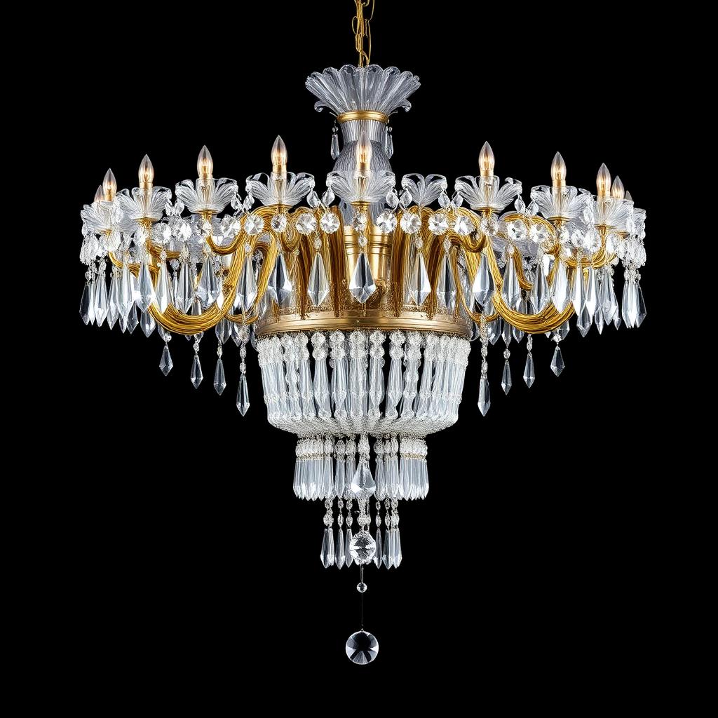 Grand Venetian Murano Crystal Chandelier — Victorian-era antiques from the Elysian Antiques & Collectibles collection. Hundreds of hand-cut crystal prisms, gilt bronze frame.