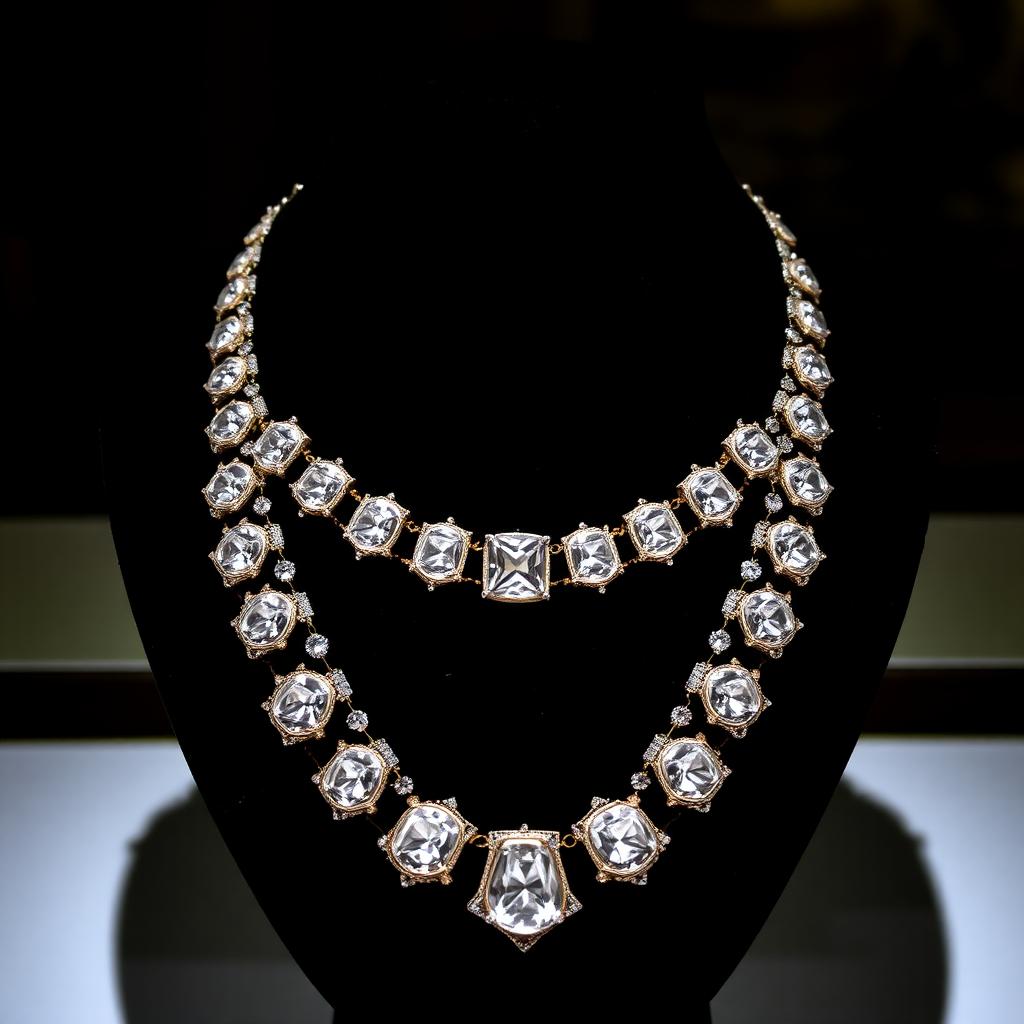 Victorian Old Mine Cut Diamond Rivière Necklace — Victorian-era jewelry from the Elysian Antiques & Collectibles collection. Graduated old mine cut diamonds, silver-topped gold.