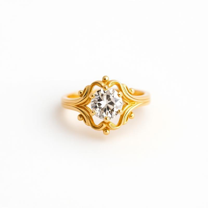 Yellow Gold Art Nouveau Diamond Engagement Ring