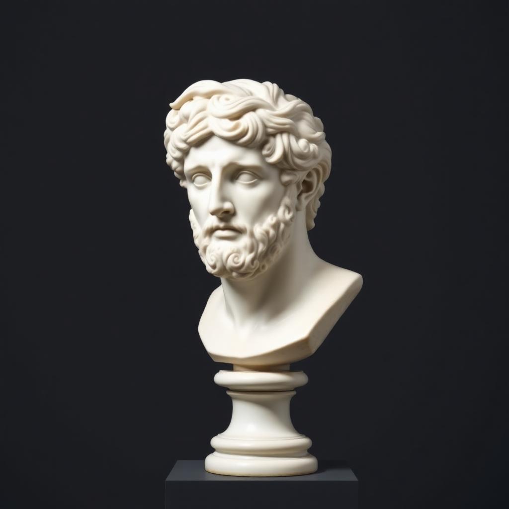 Classical Marble Bust of a Roman Figure — Georgian-era fine art from the Elysian Antiques & Collectibles collection. Hand-carved Carrara marble bust on pedestal.